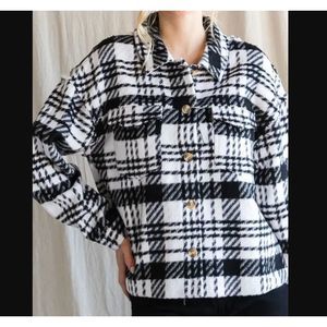 JODIFL Plaid Jacket in Black & White L NWT